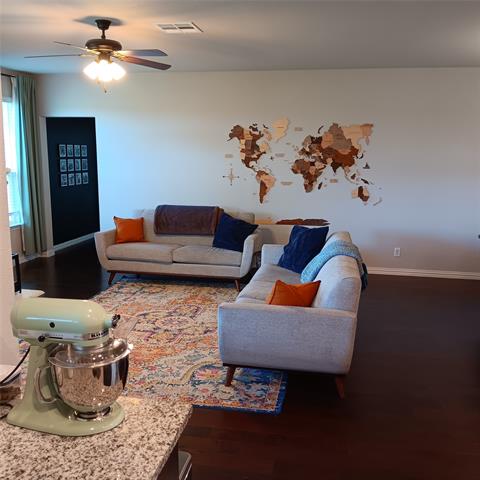 World map on living room wall